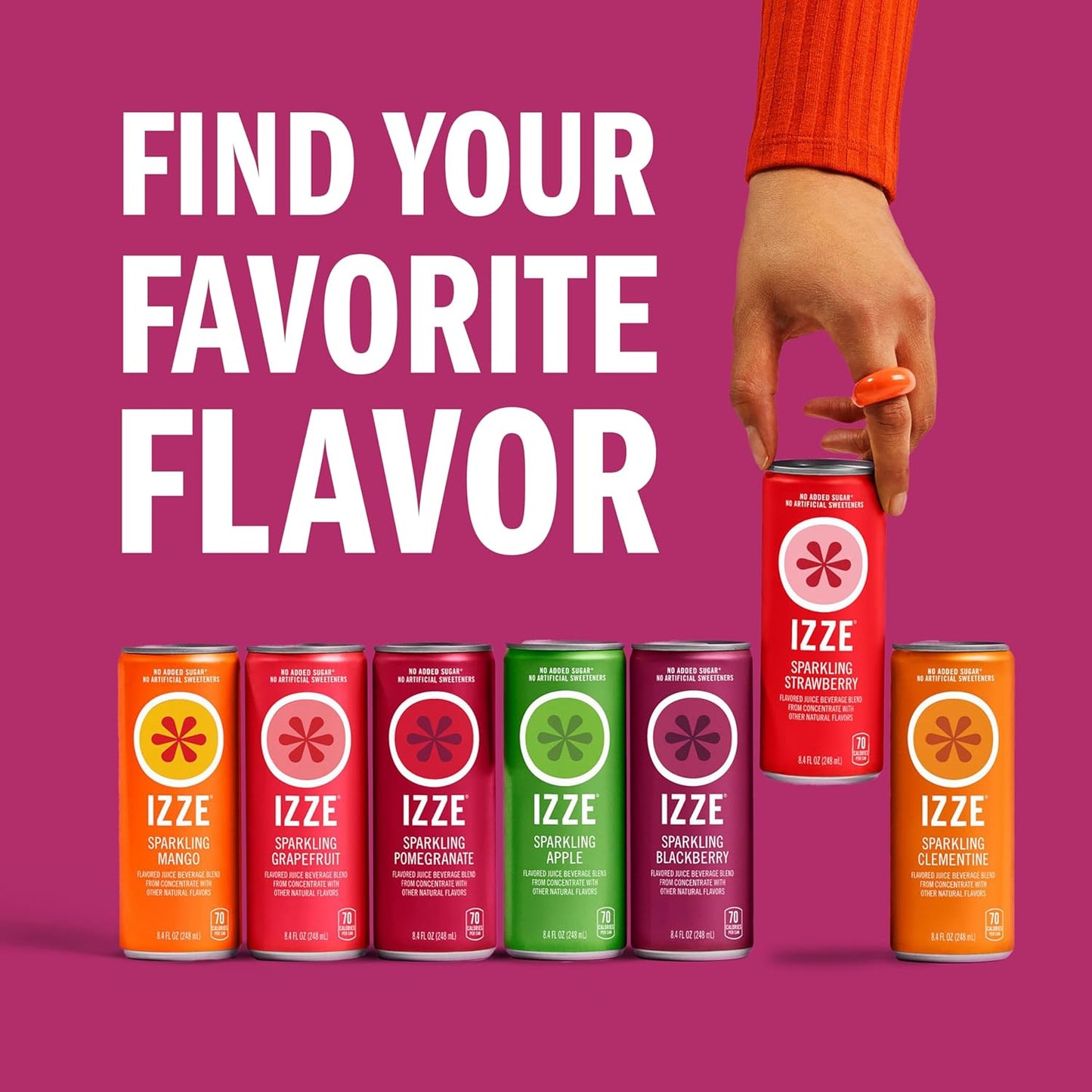 Izze Sparkling Juice, 4 Flavor Variety Pack, 8.4 Fl Oz (24 Count)