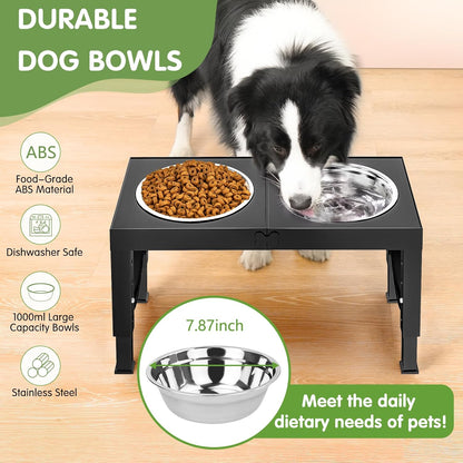 Elevated Dog Bowls Large Breed XiaZ Raised Dog Bowl Stands Large Medium Sized Dog 2 Large Elevated Dog Food Water Bowl Stand Set Black Raised Pet Feeder Adjustable Dog Dish Station 9/11/12/14in