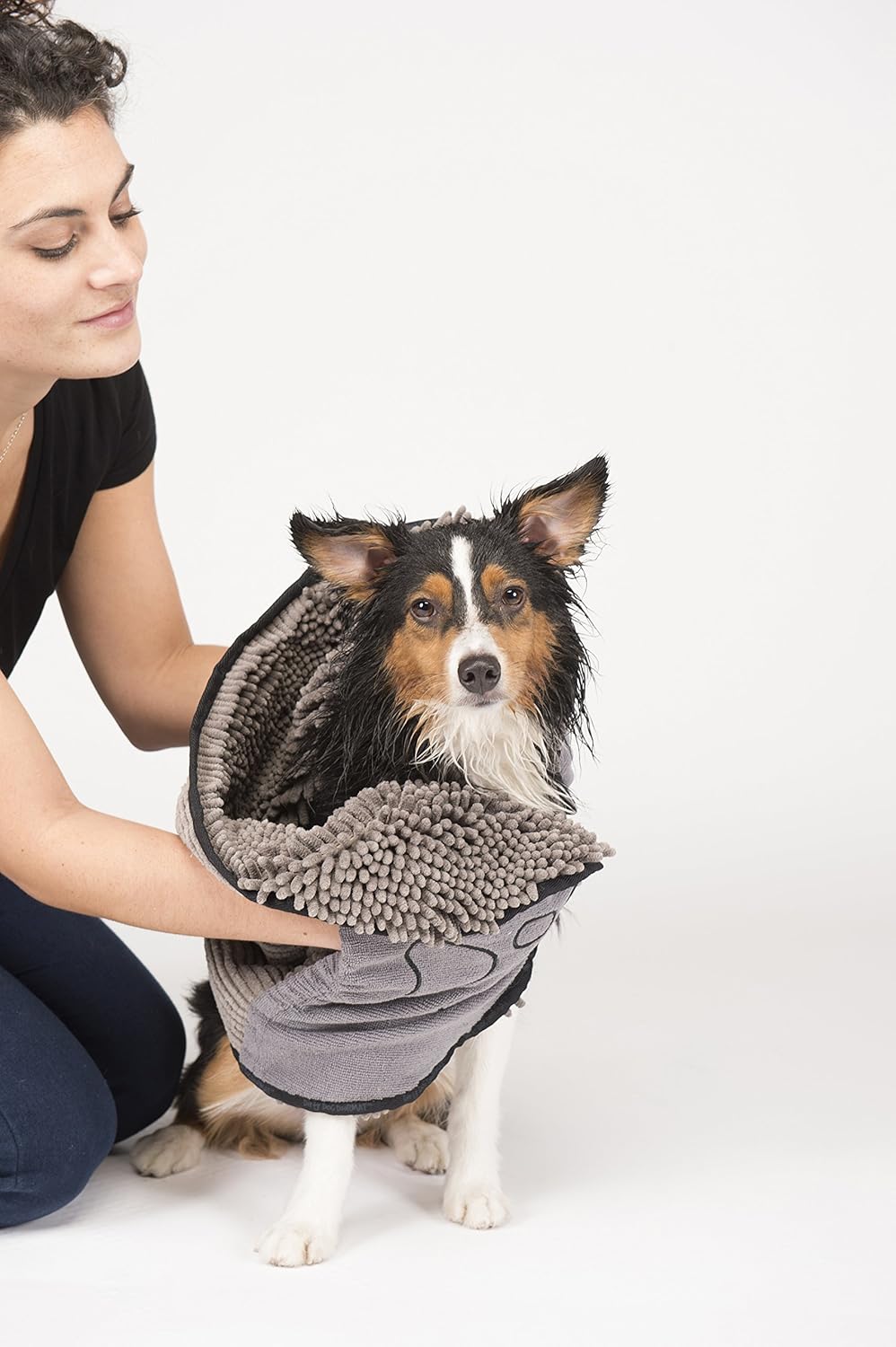 Dog Gone Smart Shammy Dog Towels For Drying Dogs - Heavy Duty Soft Microfiber Bath Towel - Super Absorbent, Quick Drying, & Machine Washable - Must Have Dog & Cat Bathing Supplies | Grey 13x31