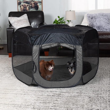 Furhaven Portable Dog Playpen Cat Tent, Pet playground/kennel foldable indoor outdoor zippered puppy crate - Gray, Extra Large