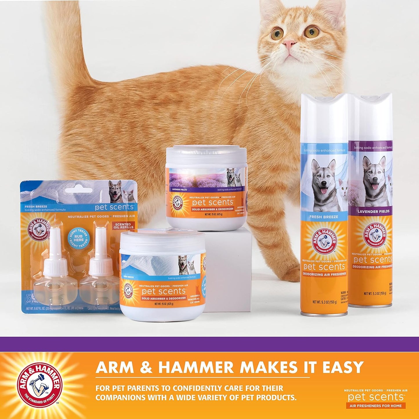 Arm & Hammer Air Freshener Gel - Pet Odor Eliminator with Baking Soda - Odor Absorbing Gel Beads for Cats & Dogs - Pet Deodorizer and Air Neutralizer for Home - Natural Freshness Lavender Fields 12 oz