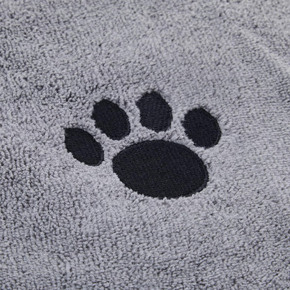 Bone Dry Pet Grooming Towel Collection Absorbent Microfiber X-Large, 41x23.5", Embroidered Gray