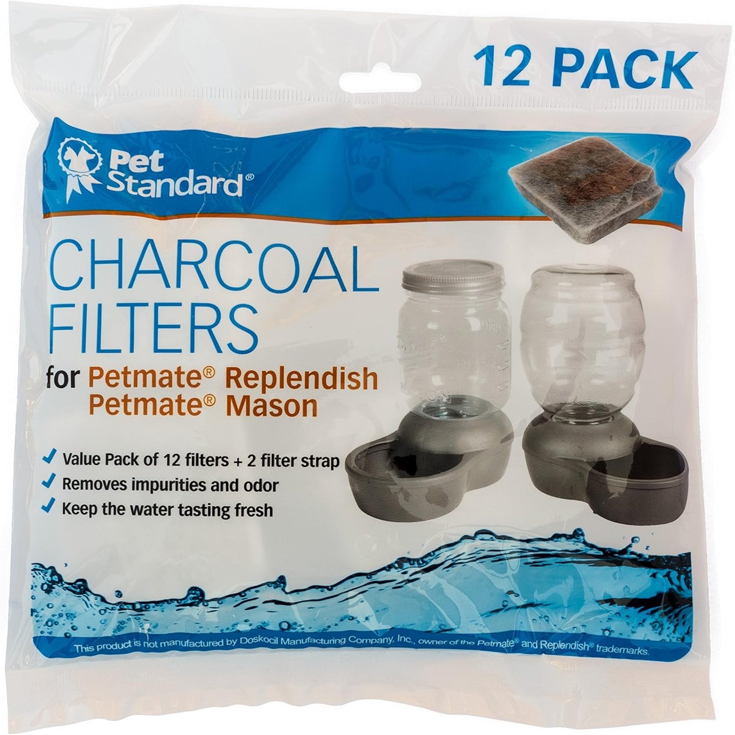 Filters for Petmate Replendish and Petmate Mason Pet Fountains, Pack of 12 For Dog