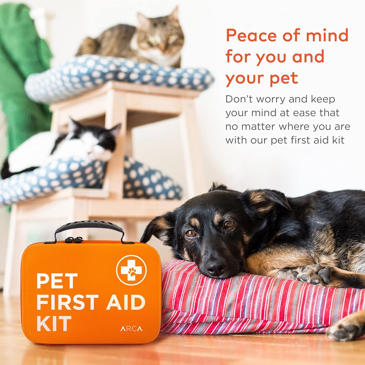 Dog First Aid Kit | Vet Approved Dog & Cat Emergency Supplies with Thermometer, Muzzle, Tick Removal, Flashlight, Mini Pouch, and Comprehensive Care Guide for Travel and Outdoor Use