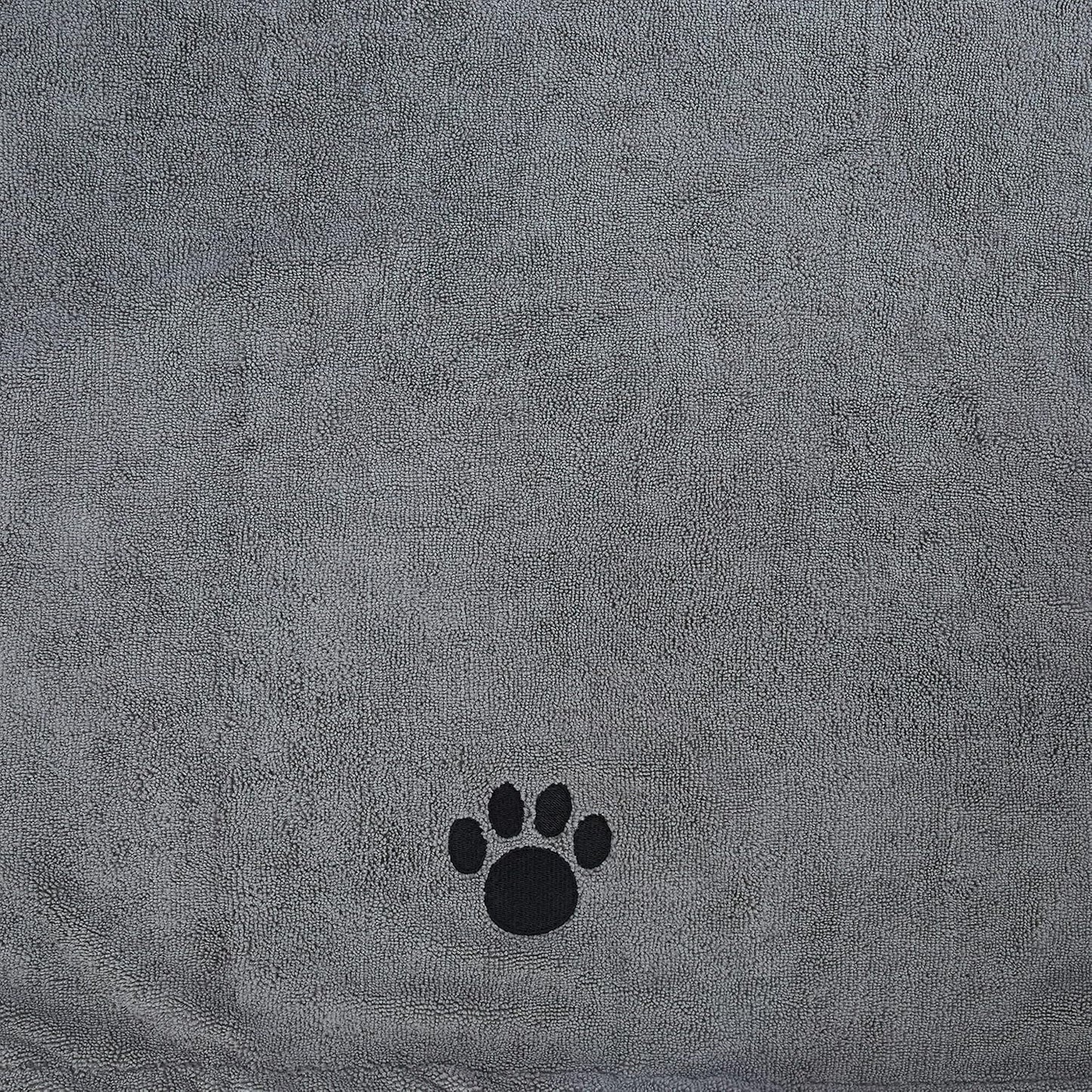 Bone Dry Pet Grooming Towel Collection Absorbent Microfiber X-Large, 41x23.5", Embroidered Gray