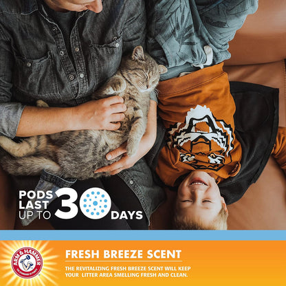 Arm & Hammer Pets Cat Litter Box Deodorizing Pods 2 pods, Fresh Breeze Scent | 2 Cat Litter Box Deodorizer from Arm and Hammer | Combats Cat Odors | 2 Adhesive Devices