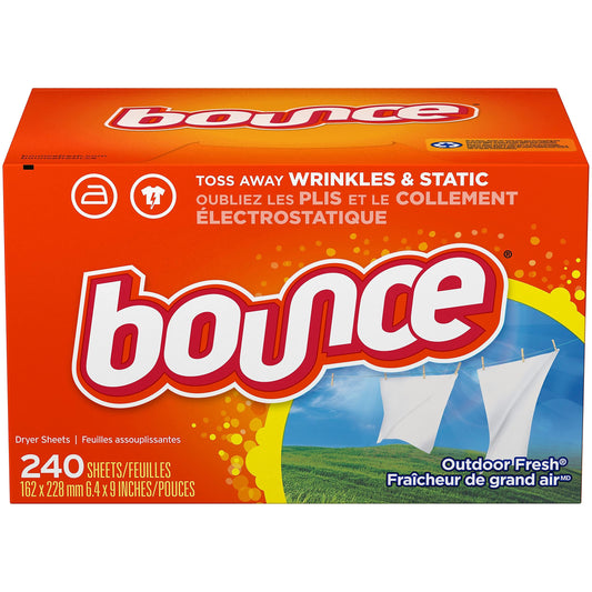 Bounce Dryer Sheets Laundry Fabric Softener, Outdoor Fresh, 240 Count